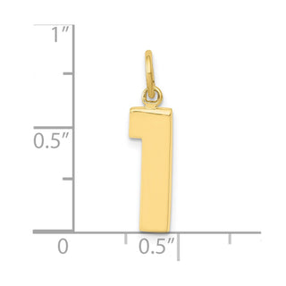 10K Yellow Gold Casted Medium Polished Number 1 Charm