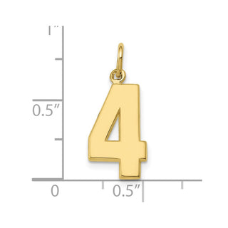 10K Yellow Gold Casted Medium Polished Number 4 Charm