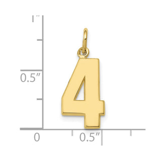 10K Yellow Gold Casted Medium Polished Number 4 Charm