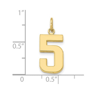 10K Yellow Gold Casted Medium Polished Number 5 Charm