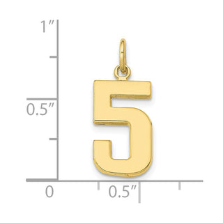 10K Yellow Gold Casted Medium Polished Number 5 Charm