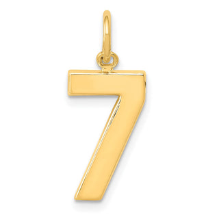 10K Yellow Gold Casted Medium Polished Number 7 Charm