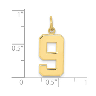 10K Yellow Gold Casted Medium Polished Number 9 Charm
