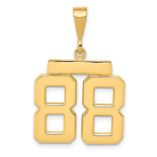 10K Yellow Gold Casted Medium Polished Number 88 Charm