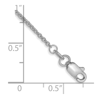 9" 10k White Gold 1.4mm Cable Chain Anklet