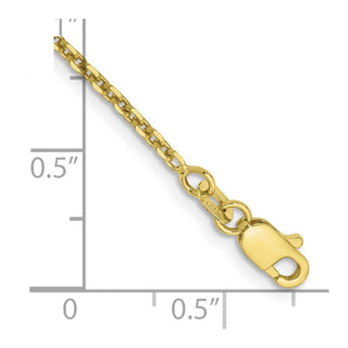 9" 10k Yellow Gold 1.65mm Diamond-cut Cable Chain