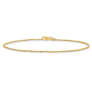 9" 10k Yellow Gold 1.3mm Diamond-cut Cable Chain