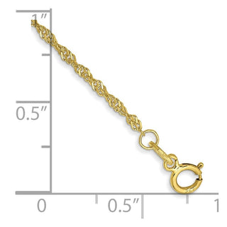10" 10k Yellow Gold 1.4mm Singapore Chain Anklet