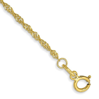 9" 10k Yellow Gold 1.4mm Singapore Chain