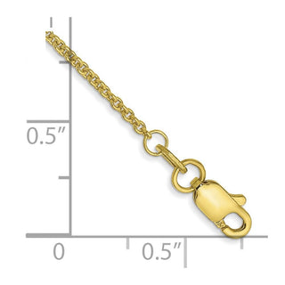 10" 10k Yellow Gold 1.4mm Cable Chain Anklet