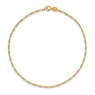 6" 10k Yellow Gold 1.25mm Flat Figaro Pendant Chain