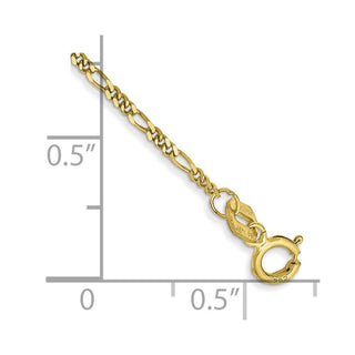 6" 10k Yellow Gold 1.25mm Flat Figaro Pendant Chain