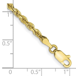 8" 10k Yellow Gold 3mm Diamond-cut Quadruple Rope Chain