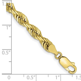 8" 10k Yellow Gold 5mm Diamond-cut Quadruple Rope Chain
