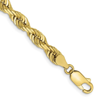 8" 10k Yellow Gold 5mm Diamond-cut Quadruple Rope Chain