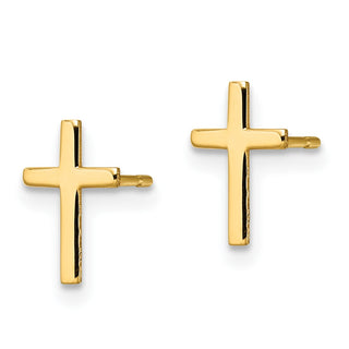 10k Yellow Gold 10mm Classic Polished Cross Stud Earrings
