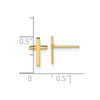 10k Yellow Gold 10mm Classic Polished Cross Stud Earrings