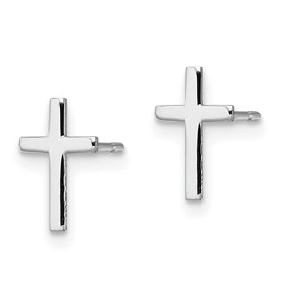 10k White Gold 10mm Polished Cross Stud Earrings