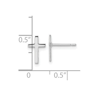 10k White Gold 10mm Polished Cross Stud Earrings