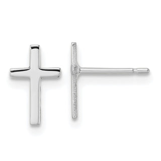 10k White Gold 10mm Polished Cross Stud Earrings