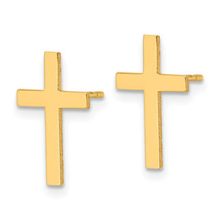 10k Yellow Gold 15mm Polished Cross Stud Earrings