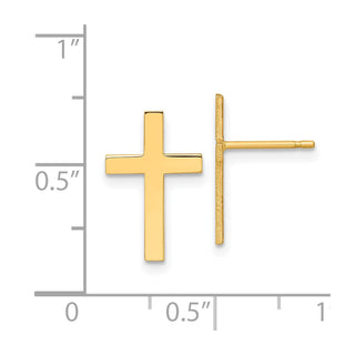 10k Yellow Gold 15mm Polished Cross Stud Earrings