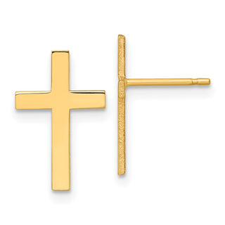 10k Yellow Gold 15mm Polished Cross Stud Earrings