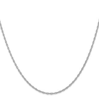 24" 14k White Gold 1.35mm Carded Cable Rope Chain Necklace