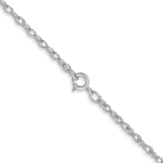 24" 14k White Gold 1.35mm Carded Cable Rope Chain Necklace
