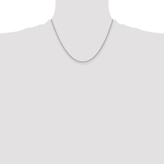 18" 14k White Gold 1.35mm Carded Cable Rope Chain Necklace