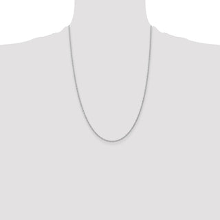 24" 14k White Gold 1.35mm Carded Cable Rope Chain Necklace