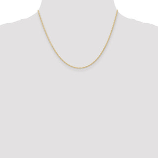 18" 14k Yellow Gold 1.35mm Carded Cable Rope Chain Necklace