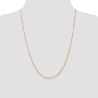 24" 14k Yellow Gold 1.35mm Carded Cable Rope Chain Necklace