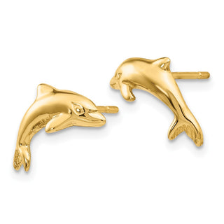 10k Yellow Gold 11mm Dolphin Stud Earrings
