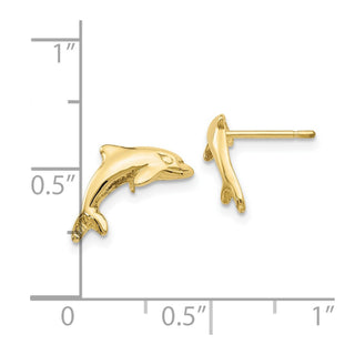 10k Yellow Gold 11mm Dolphin Stud Earrings