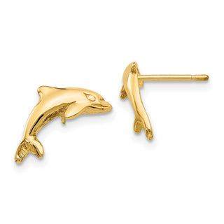 10k Yellow Gold 11mm Dolphin Stud Earrings