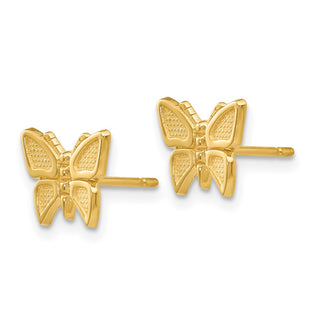 10k Yellow Gold 7mm Polished Butterfly Stud Earrings