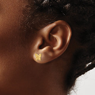 10k Yellow Gold 7mm Polished Butterfly Stud Earrings