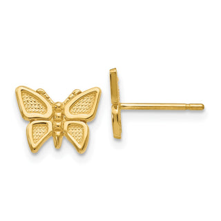 10k Yellow Gold 7mm Polished Butterfly Stud Earrings