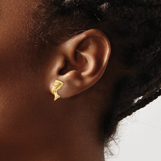 10k Yellow Gold 13mm Nefertiti Stud Earrings