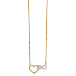 17" 10K Yellow Gold & White Rhodium-plating Heart with Infinity Symbol Necklace