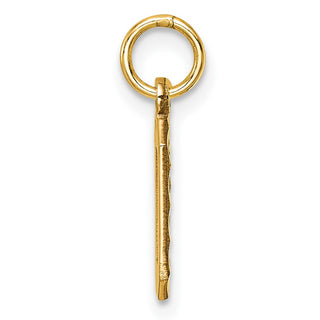 10K Yellow Gold Casted Small Diamond-cut Number 0 Charm