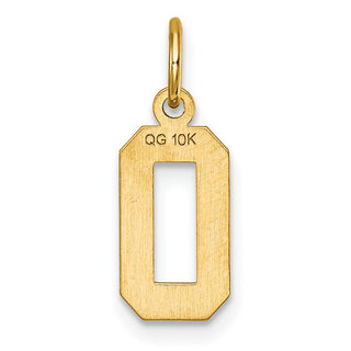 10K Yellow Gold Casted Small Diamond-cut Number 0 Charm