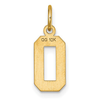 10K Yellow Gold Casted Small Diamond-cut Number 0 Charm