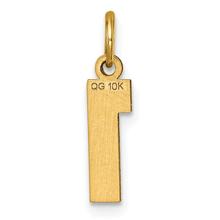 10K Yellow Gold Casted Small Diamond-cut Number 1 Charm