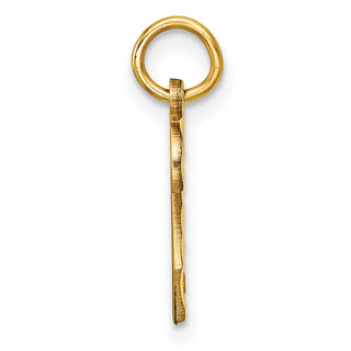 10K Yellow Gold Casted Small Diamond-cut Number 2 Charm