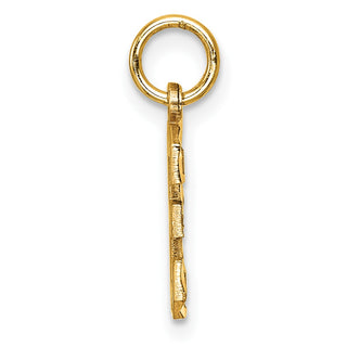 10K Yellow Gold Casted Small Diamond-cut Number 3 Charm