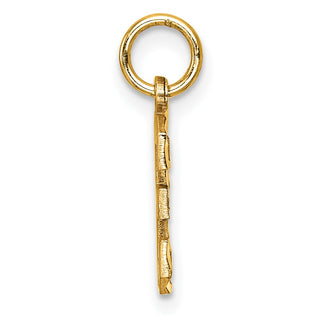 10K Yellow Gold Casted Small Diamond-cut Number 3 Charm