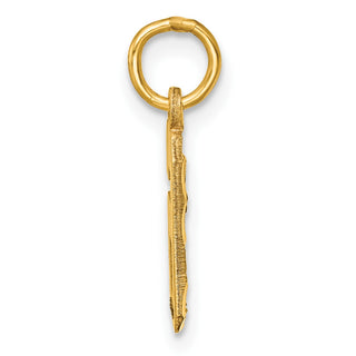 10K Yellow Gold Casted Small Diamond-cut Number 6 Charm
