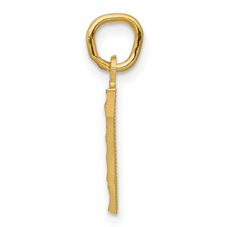 10K Yellow Gold Casted Small Diamond-cut Number 7 Charm